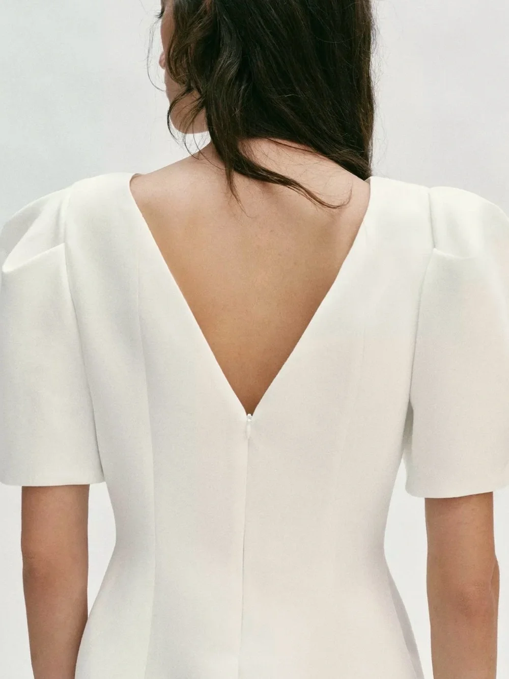 Zara White Puff Sleeve Crewneck Top